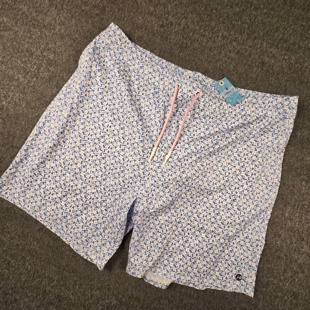 Johnnie-O Every Daisy Swim Trunks Mens 2XL Malibu Blue Floral Board Shorts NEW
